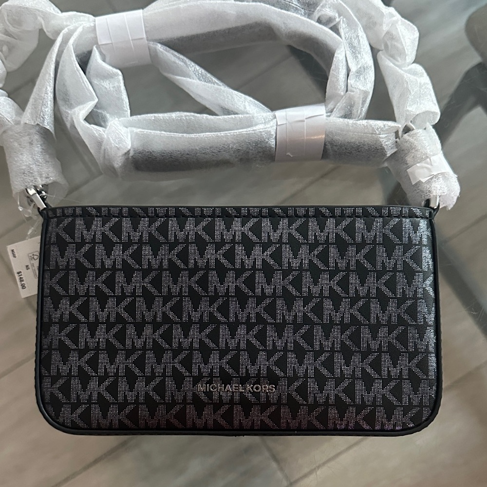 Michael Kors Bryant Small Metallic Signature Logo Convertible Pochette